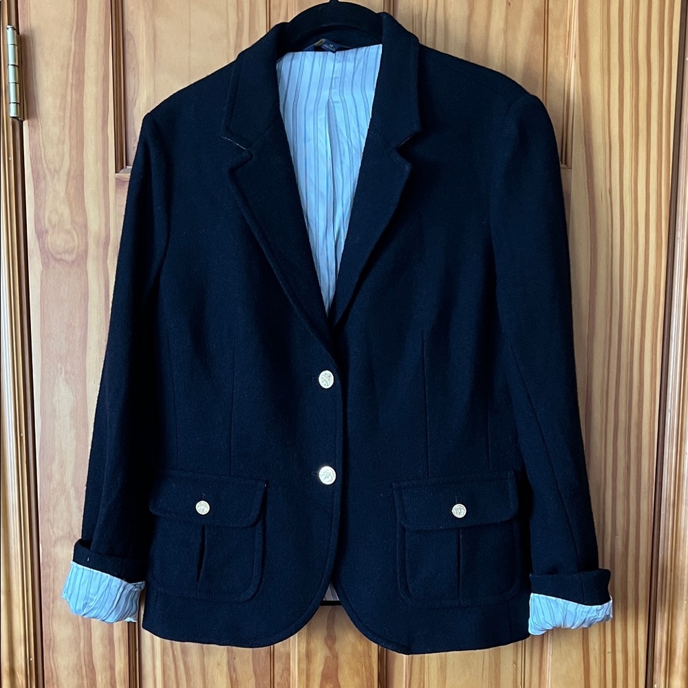 Brooks Brothers Wool Black Blazer with Gold Buttons [Size 12]